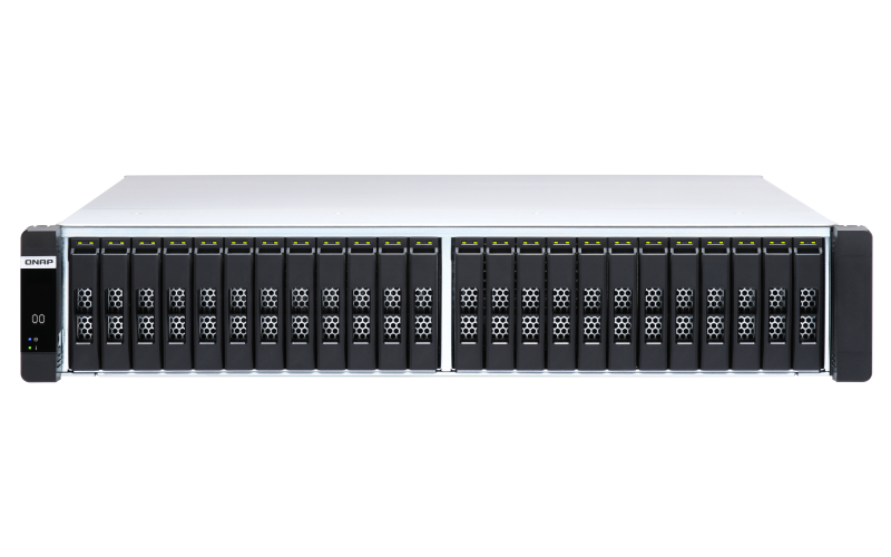 QNAP ES2486dc-2142IT-128G | Dual Controller, 10GbE SFP+, 24-Bay SATA SSD, Intel Xeon CPU, 64GB RAM, PCIe Slots, 2U All-Flash