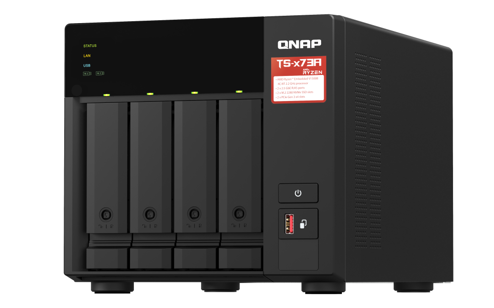 QNAP TS-473A-8G | 2.5GbE, 4-Bay, AMD Ryzen CPU, 8GB RAM, M.2 Slots, PCIe Slots, SMB NAS