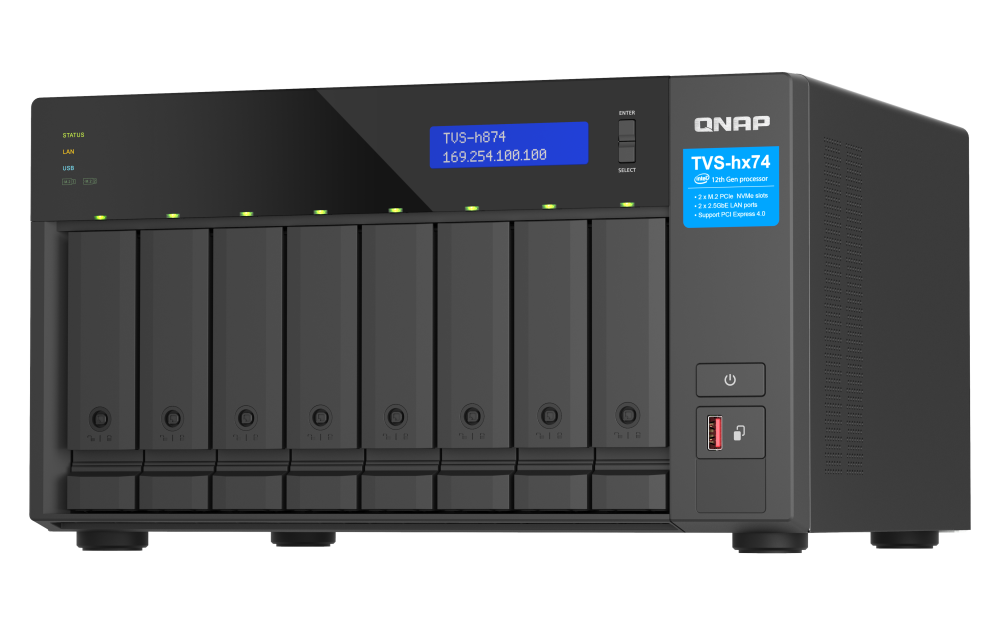 QNAP TVS-h874X-i9-64G | 10GbE, 8-Bay, ZFS, Intel Core i9, 64GB RAM, M.2 Slots, PCIe Slots, High-End NAS