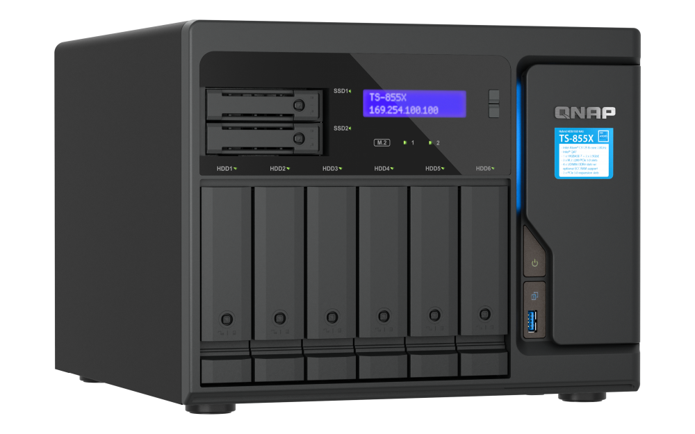 QNAP TS-855X-8G | 10GbE, 8-Bay, 8-Core Intel CPU, 8GB RAM, M.2 Slots, PCIe Slots, SMB NAS