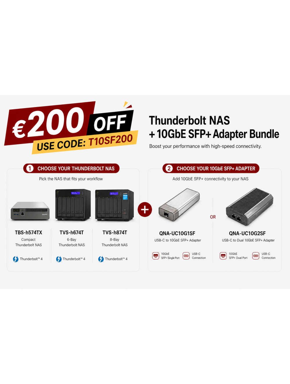 Thunderbolt NAS + 10GbE SFP+ Adapter Bundle